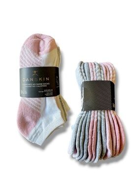Danskin 6 Pair No-Show Cushioned Socks - Pink, White, Gray
